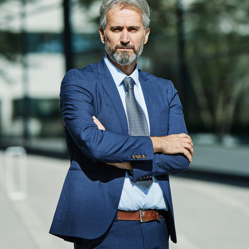 senior businessman office building outdoor city gray hair business suit lawyer